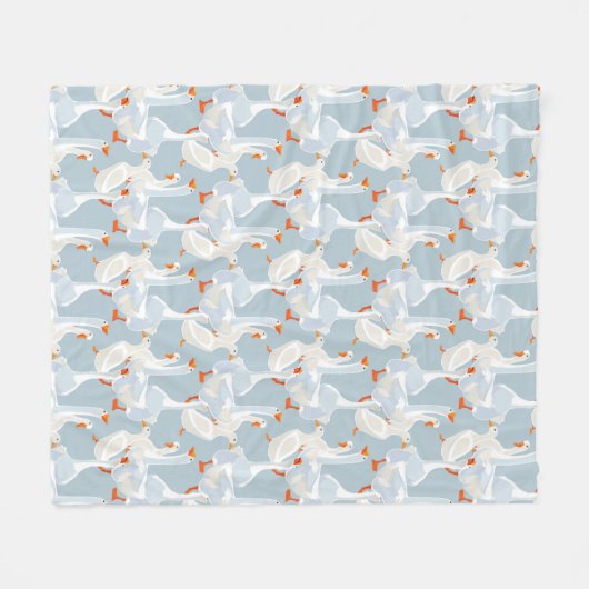 White Geese Pattern Fleece Deken (Voorkant (Horizontaal))