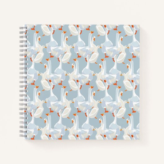 White Geese Pattern Notitieboek (Voorkant)
