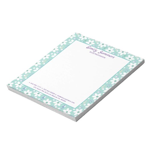 White Gently Flowers Notitieblok (Gedraaid)
