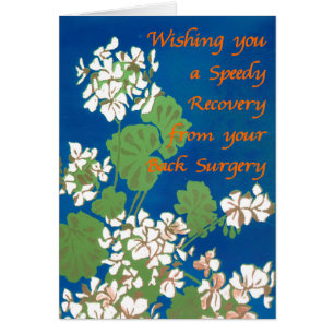 White Geraniums on Blue Get Good Back Surgery