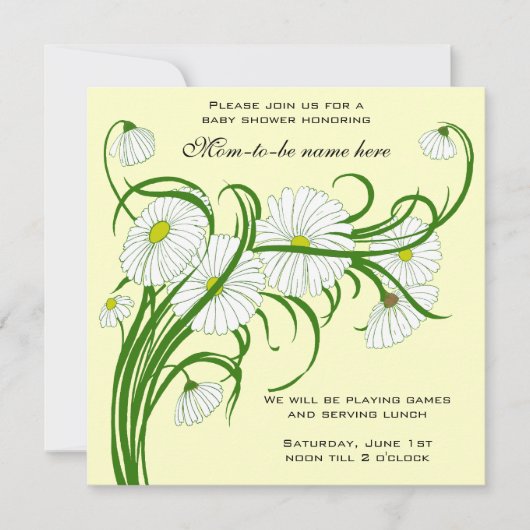  White Gerber Daisy Flowers Baby shower Kaart (Voorkant)