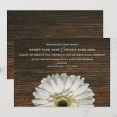 White Gerbera & Barnwood Russe Faire-part de maria (Devant / Derrière)