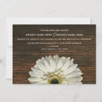 White Gerbera & Barnwood Russe Faire-part de maria