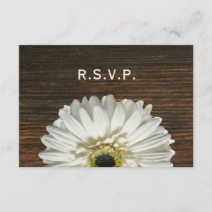 White Gerbera & Barnwood Rustic Wedding RSVP