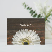 White Gerbera & Barnwood Rustic Wedding RSVP (Staand voorkant)