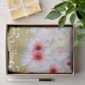 White Gerbera Flowers op Gold White Damask Pattern Tissuepapier (Geschenk)