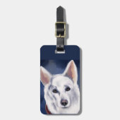 WHITE GERMAN SHEPHERD BAGAGELABEL (Voorkant verticaal)