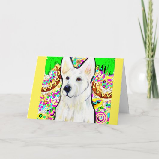 White German Shepherd Bling Feestdagen Kaart (Voorkant)