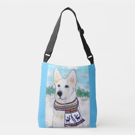 White German Shepherd Crossbody Tas (Voorkant)