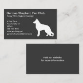 White German Shepherd Dog Silhouette on Grey Visitekaartje (Voorkant / Achterkant)
