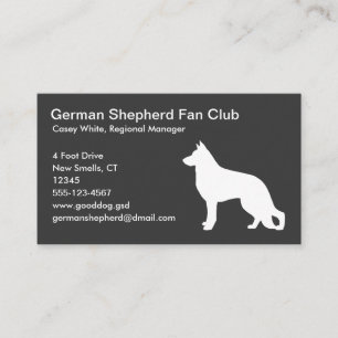 White German Shepherd Dog Silhouette on Grey Visitekaartje