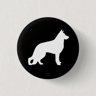 White German Shepherd Dog Silhouette Ronde Button 3,2 Cm
