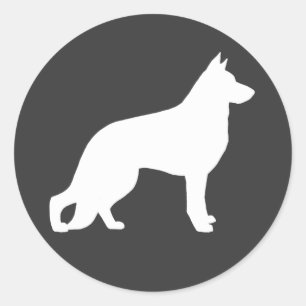 White German Shepherd Dog Silhouette Ronde Sticker