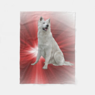White German Shepherd Fleece Deken