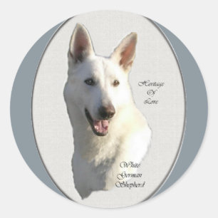 White German Shepherd Gifts Ronde Sticker