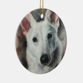 White German Shepherd GSD-happy dog Keramisch Ornament (Rechts)