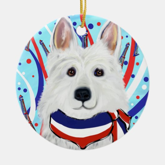 White German Shepherd Keramisch Ornament (Voorkant)