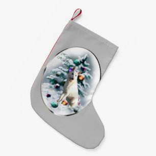 White German Shepherd Kerstmis Kleine Kerstsok