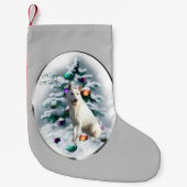 White German Shepherd Kerstmis Kleine Kerstsok (Voorkant)