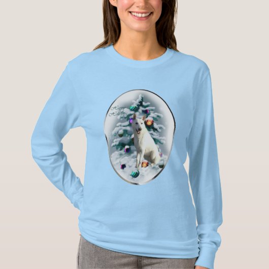White German Shepherd Kerstmis T-shirt (Voorkant)