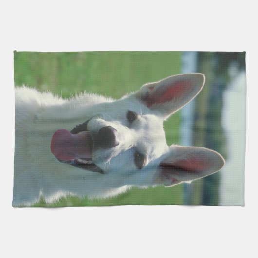 White German Shepherd Kitchen Towel Theedoek (Horizontaal)