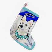 White German Shepherd Kleine Kerstsok (Voorkant (Hangend))