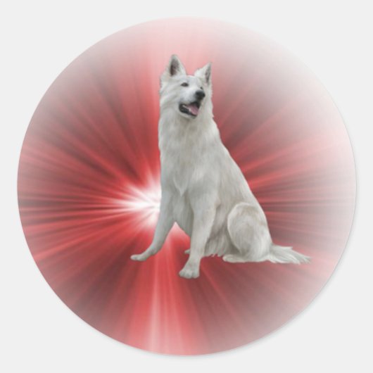 White German Shepherd Ronde Sticker (Voorkant)