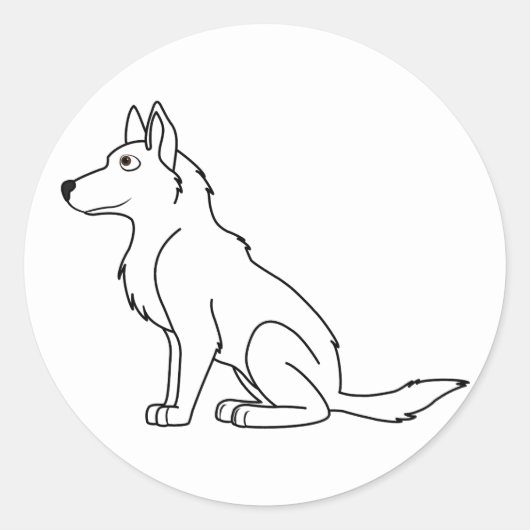 White German Shepherd Ronde Sticker (Voorkant)