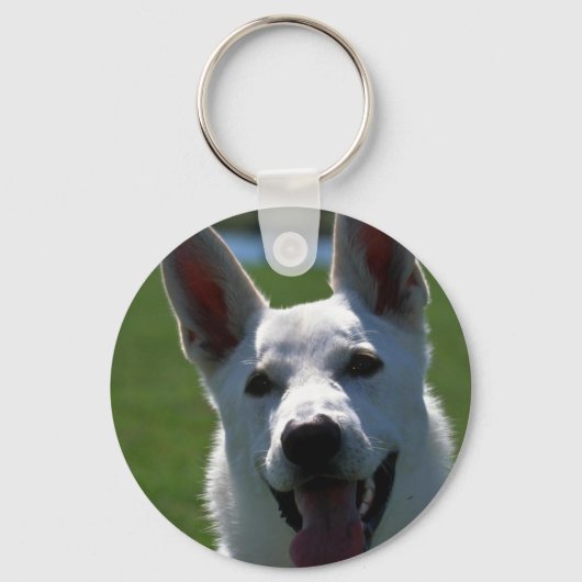 White German Shepherd Sleutelhanger (Voorkant)
