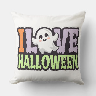White Ghost Love Halloween Sierkussen