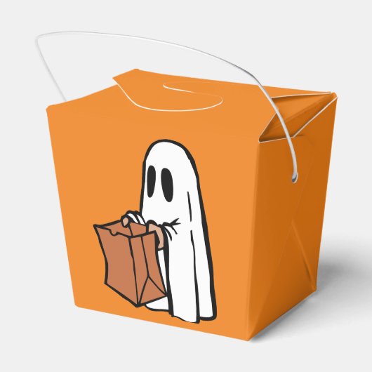 White Ghost met Trick-or-Treat Bag Goodie Box Bedankdoosjes (Achterkant)