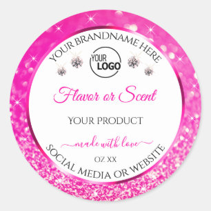 White Girly Pink Glitter Product Label Logo juwele