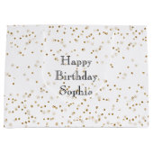 White Glam Gold Sparkle Confetti Verjaardag Groot Cadeauzakje (Voorkant)