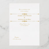 White Glam Rozen and White and Gold Folie Uitnodiging (Achterkant)