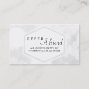 White Glamor Lights Salon REFER A FRIEND Card Aanbevelingskaartje