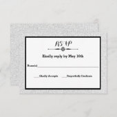 White Glitter and Black Lijst — RSVP-reactiekaart RSVP Kaartje (Voorkant / Achterkant)