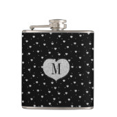 White Glitter & Black Cute Hearts Pattern Heupfles (Voorkant)