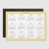 White Gold 2026 Yearly Full Year Calendar Magnet (Devant / Derrière)