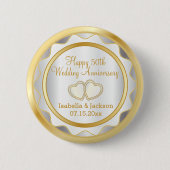 White & Gold 50th Wedding Jubileum Ronde Button 5,7 Cm (Voorkant)