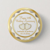 White & Gold 50th Wedding Jubileum Ronde Button 5,7 Cm (Voorkant)