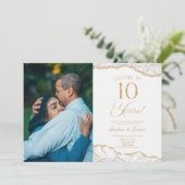 White Gold Agate 10e bruiloft Jubileum Party Kaart (Staand voorkant)