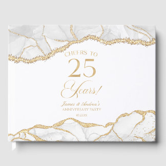 White Gold Agate 25th Wedding Anniversary Party Gastenboek
