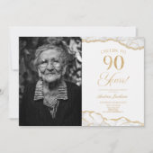 White Gold Agate Afbeelding 90e verjaardagsfeestje Kaart (Voorkant)