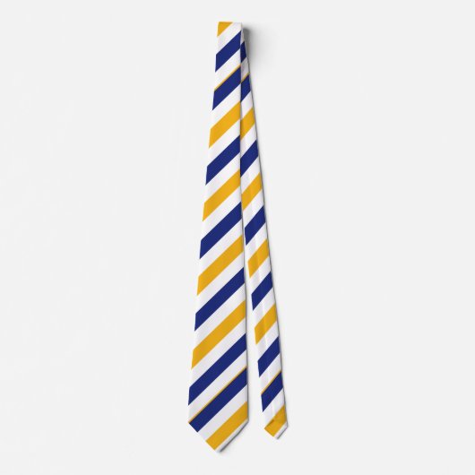 White Gold and Blue Regimental Stripe Stropdas (Voorkant)
