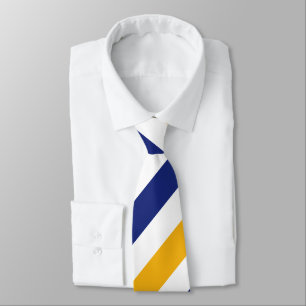 White Gold and Blue Regimental Stripe Stropdas