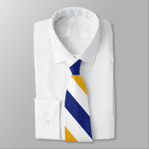 White Gold and Blue University Stripe Stropdas