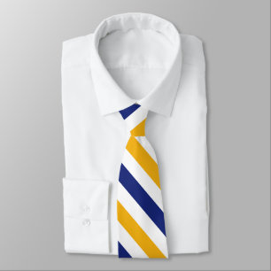 White Gold and Blue University Stripe Stropdas
