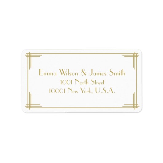 White Gold Art Deco Great Gatsby Adresetiketten Etiket (Voorkant)