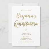 White Gold & Black Modern Minimal 15 Quinceañera Kaart (Voorkant)