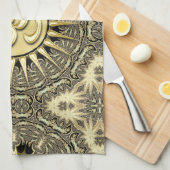 White Gold Black Solar OM Mandala Home Decor Theedoek (Quarter Fold)